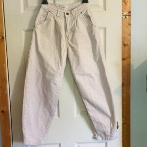 Zara Ivory Denim Jeans Sz 2XS 00 Barrell Jeans Tapered Baggy 25" X 26" Lght Wash